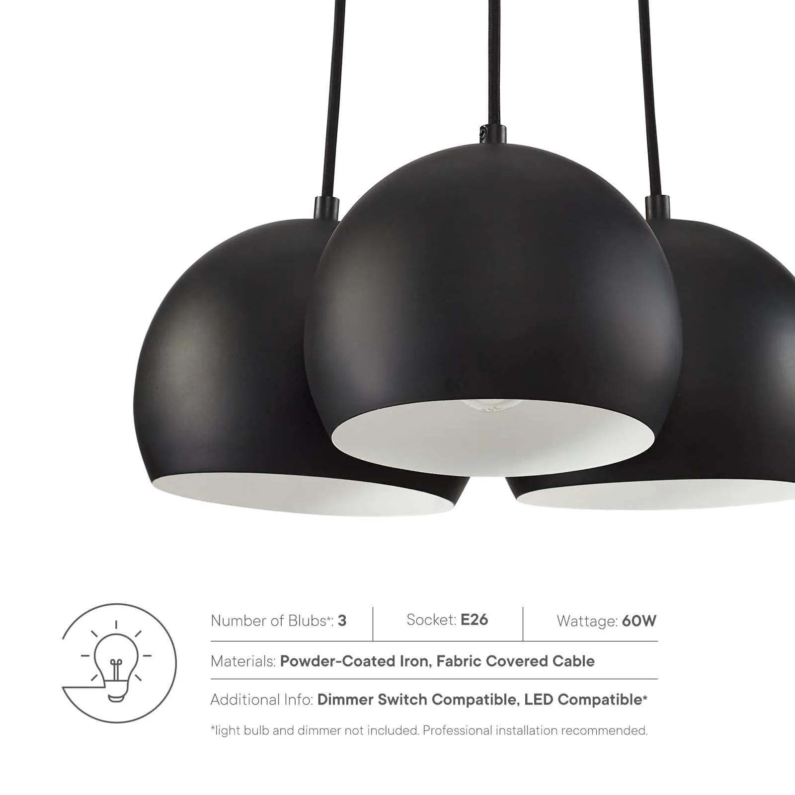 Chalice 3-Light Metal Pendant by Modway