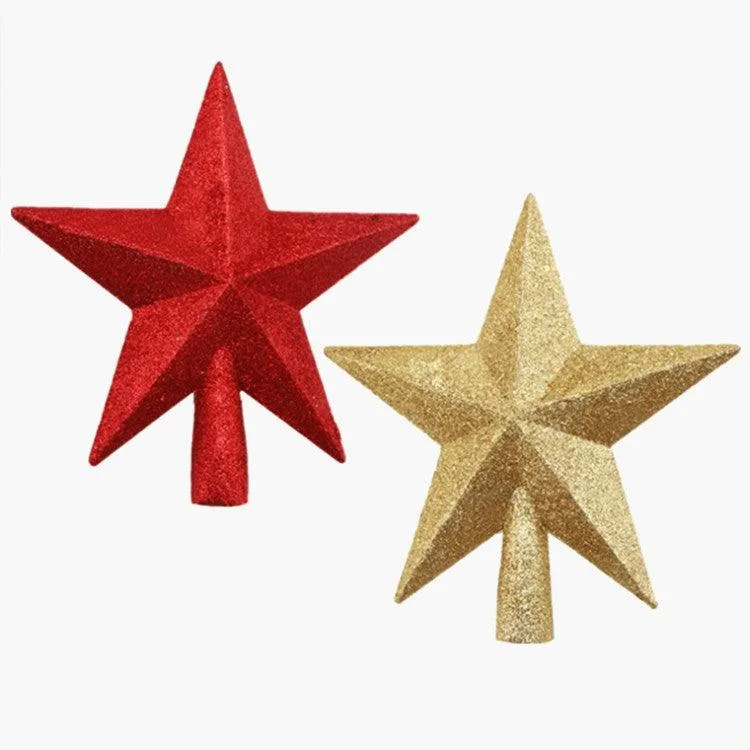 Christmas Tree Gold Powder Top Star Three-dimensional Ornaments