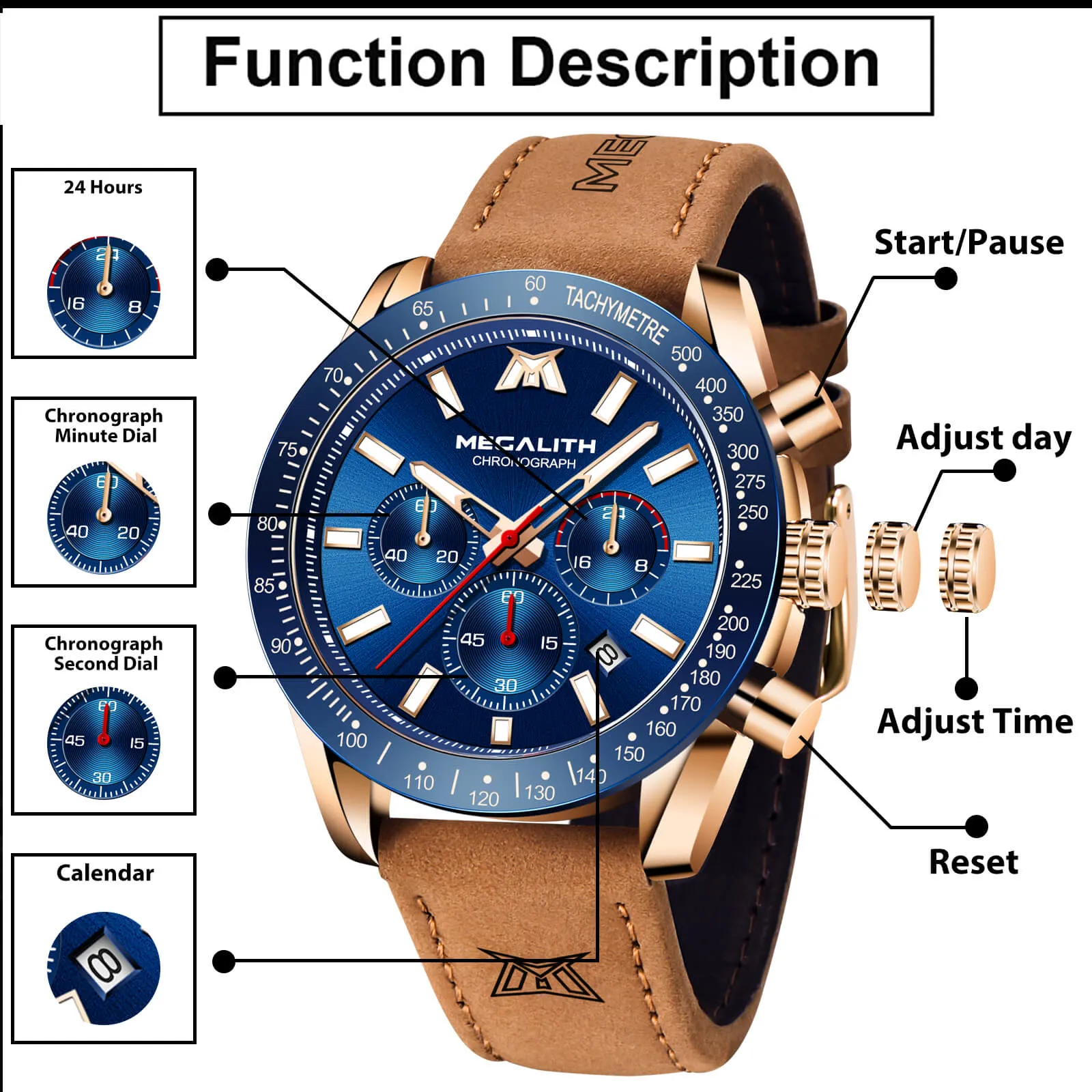 Chronograph Watch | Leather Band | 8274M