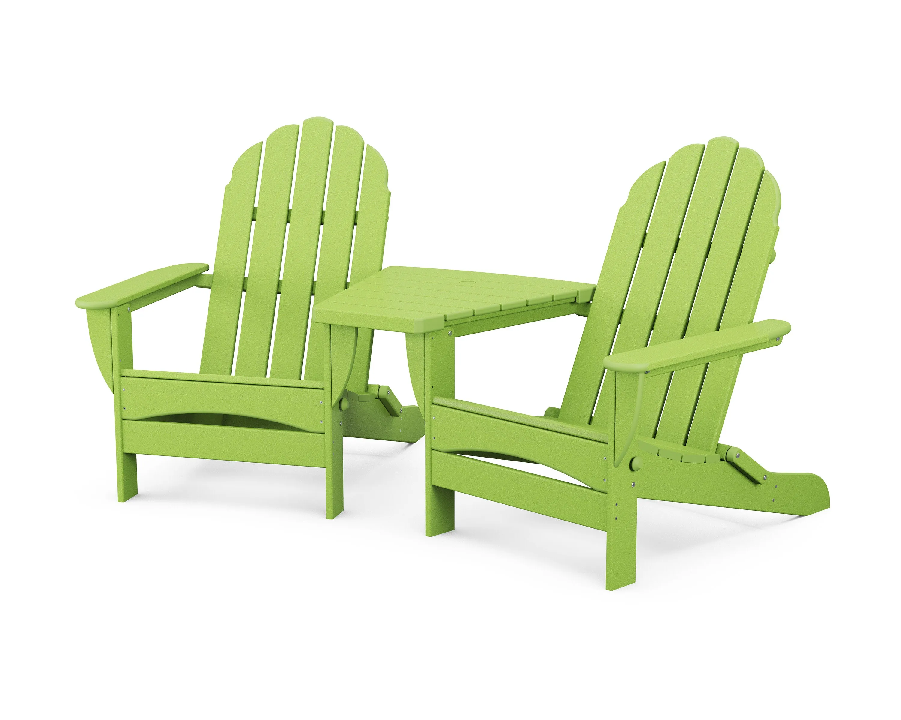 Classic Oversized Adirondacks with Angled Connecting Table