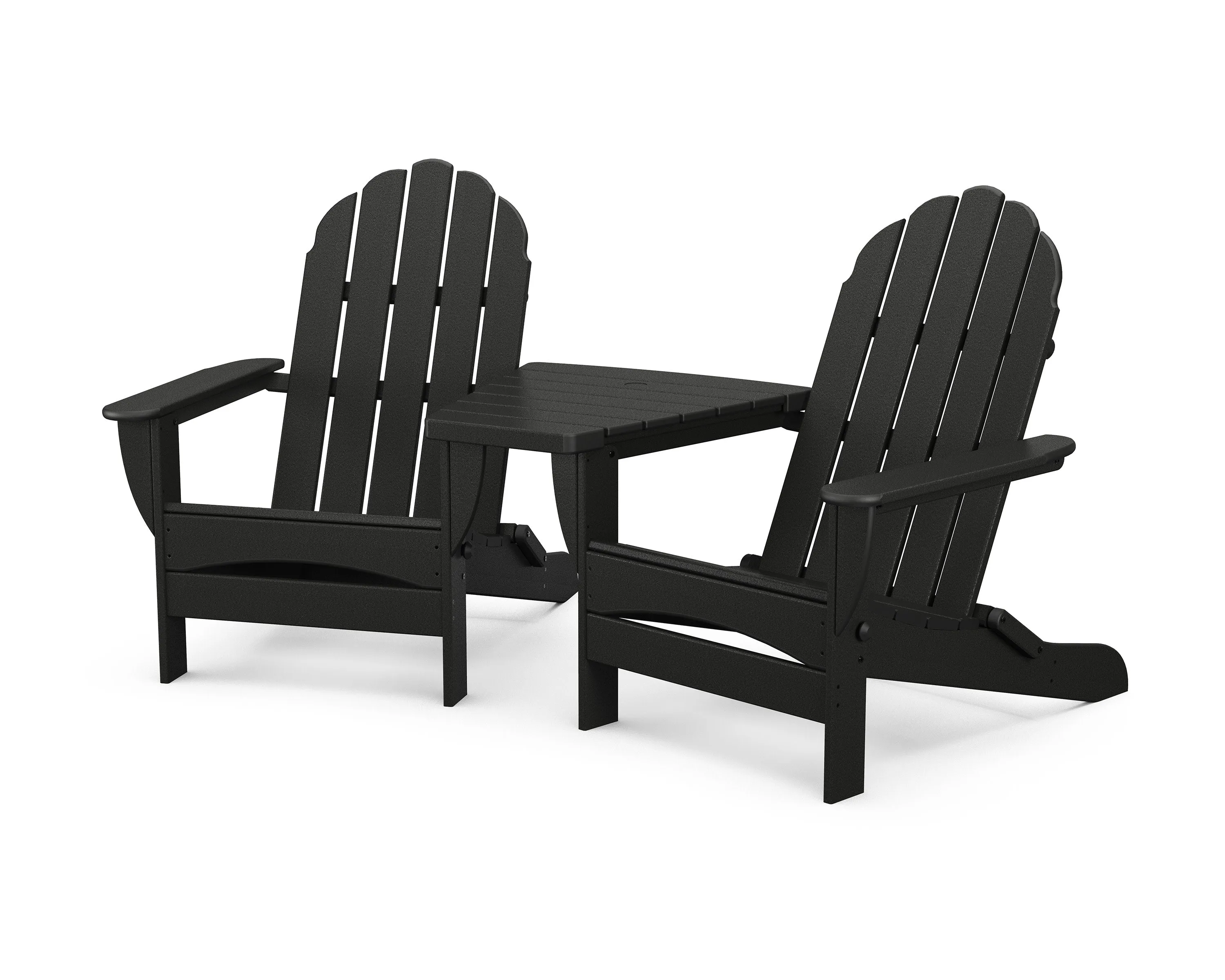 Classic Oversized Adirondacks with Angled Connecting Table