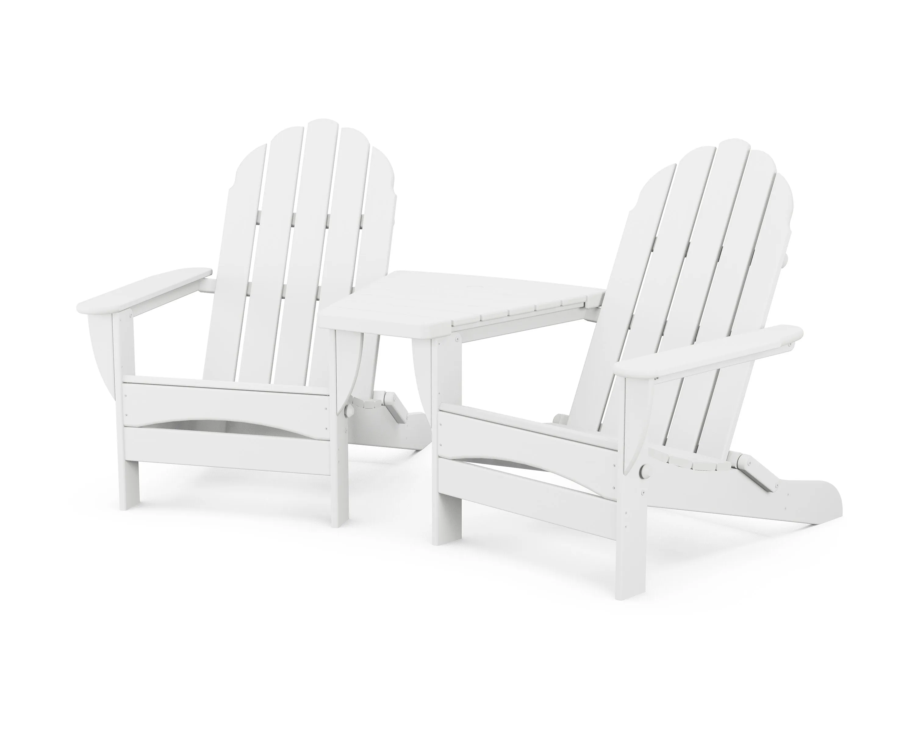 Classic Oversized Adirondacks with Angled Connecting Table