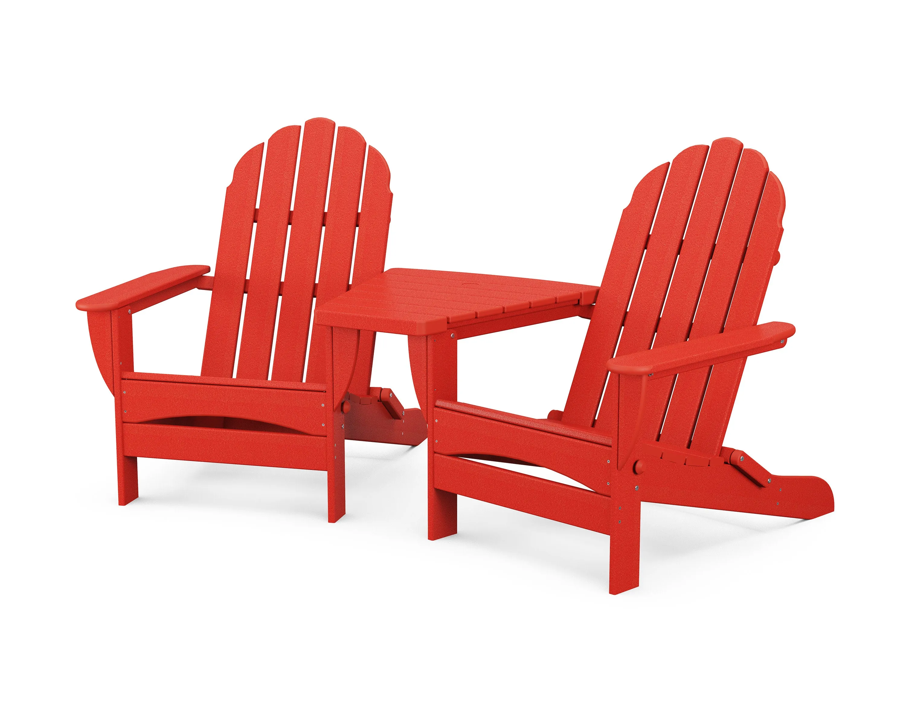 Classic Oversized Adirondacks with Angled Connecting Table
