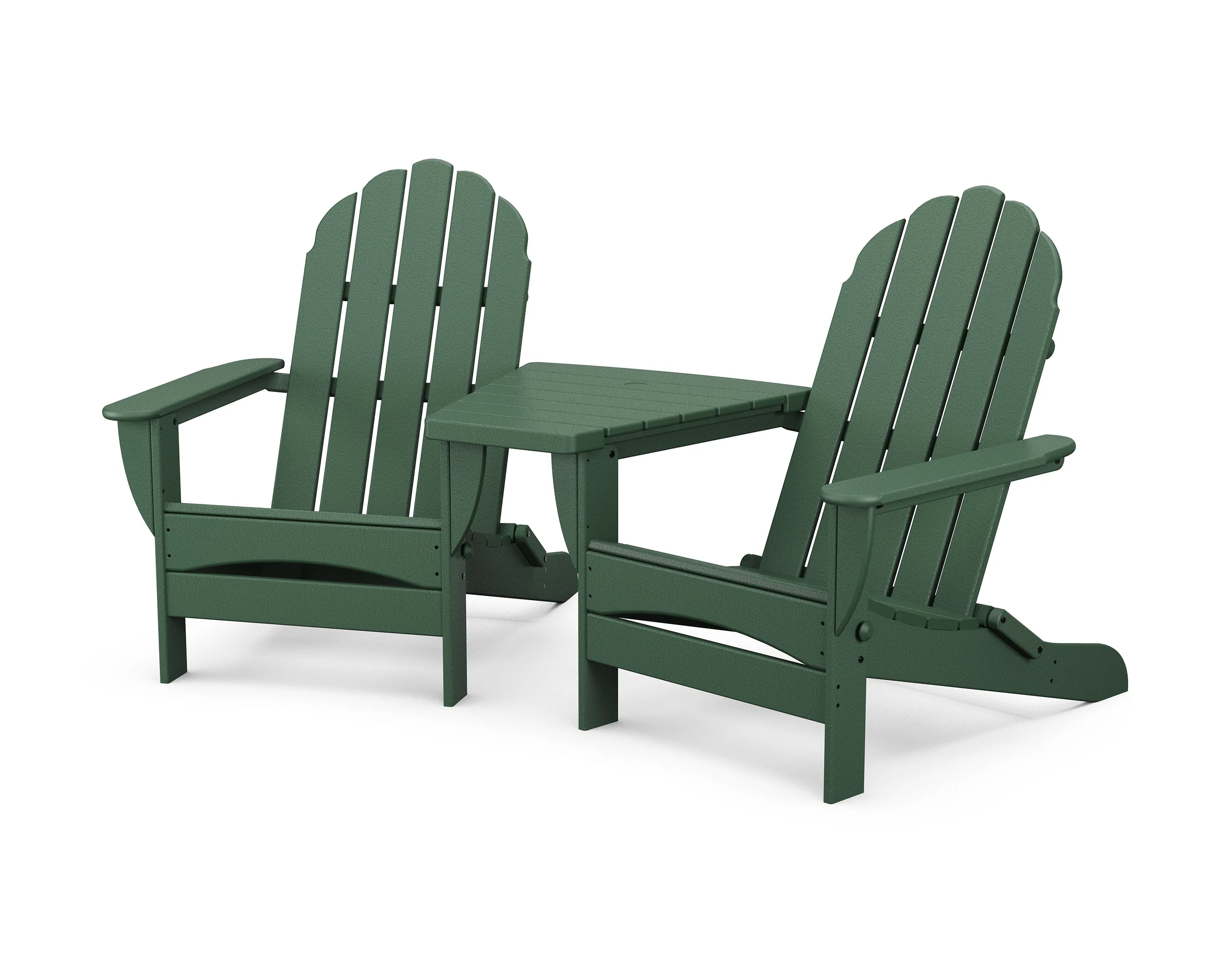 Classic Oversized Adirondacks with Angled Connecting Table