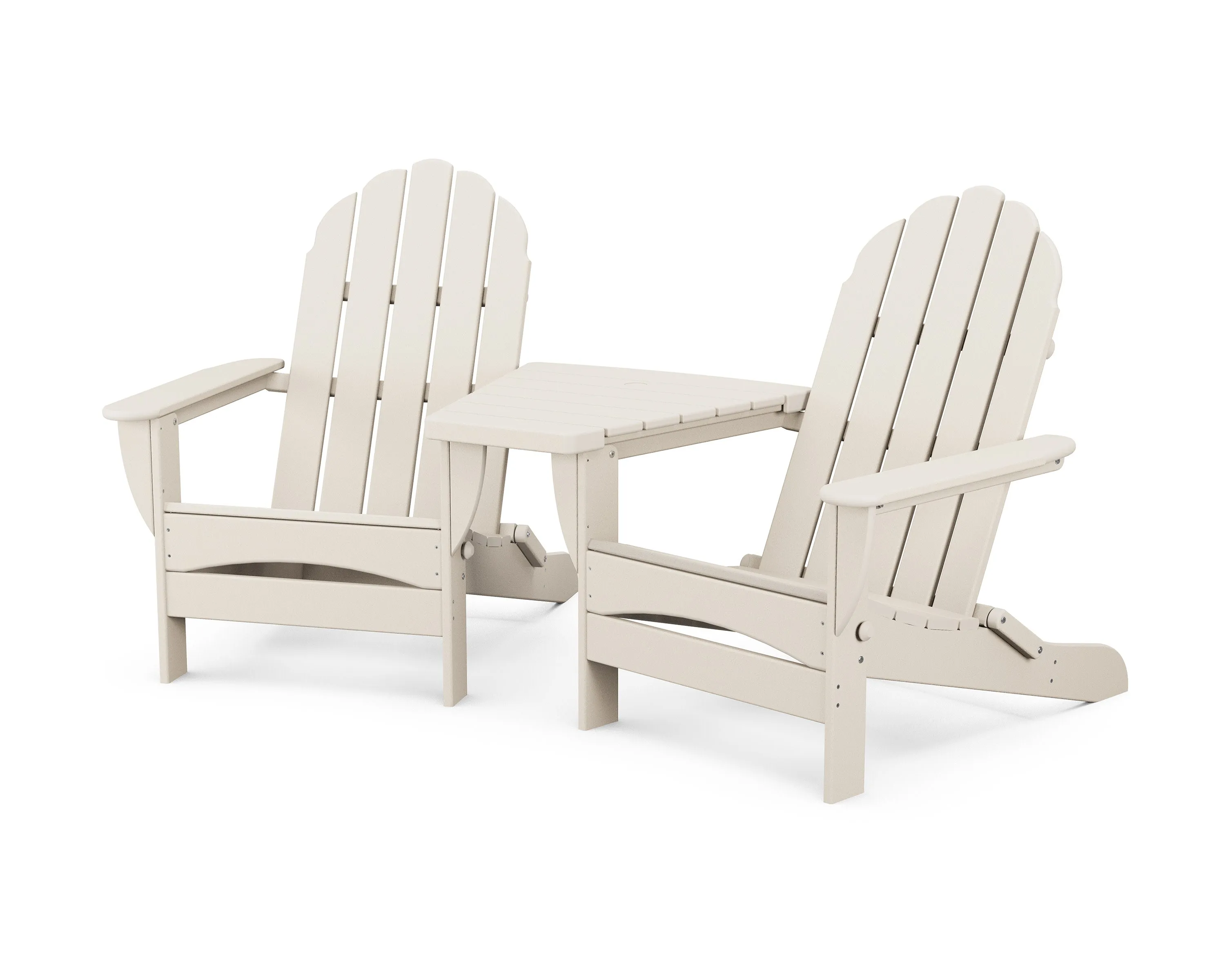 Classic Oversized Adirondacks with Angled Connecting Table