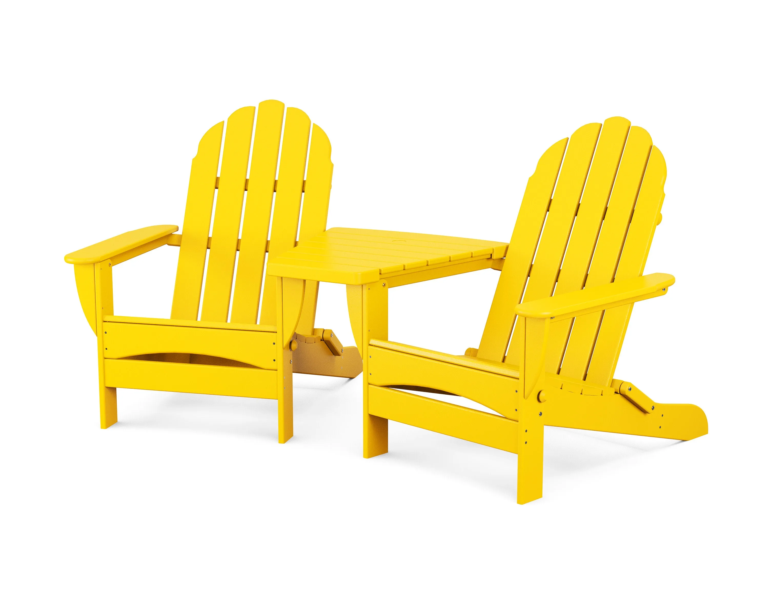 Classic Oversized Adirondacks with Angled Connecting Table