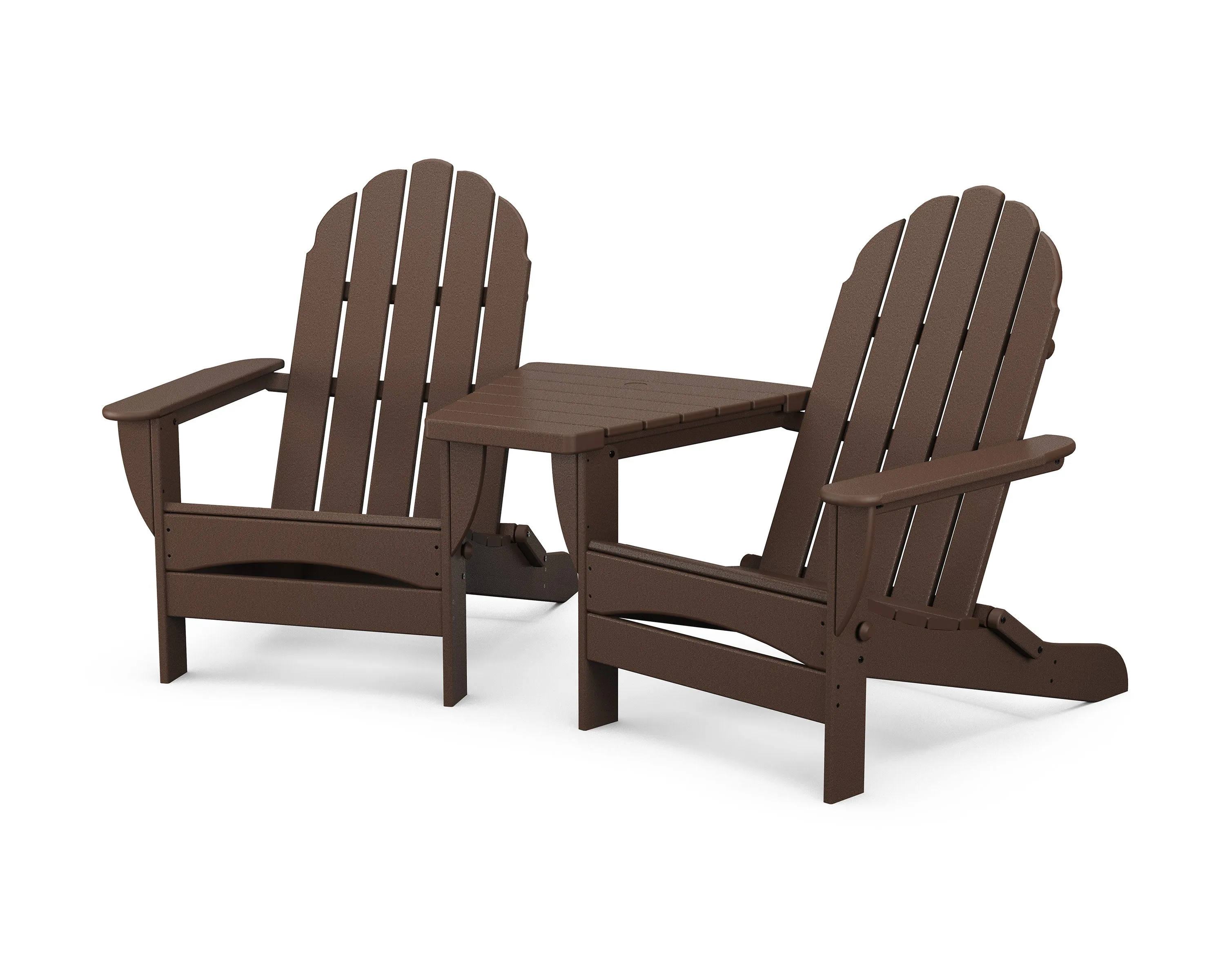 Classic Oversized Adirondacks with Angled Connecting Table