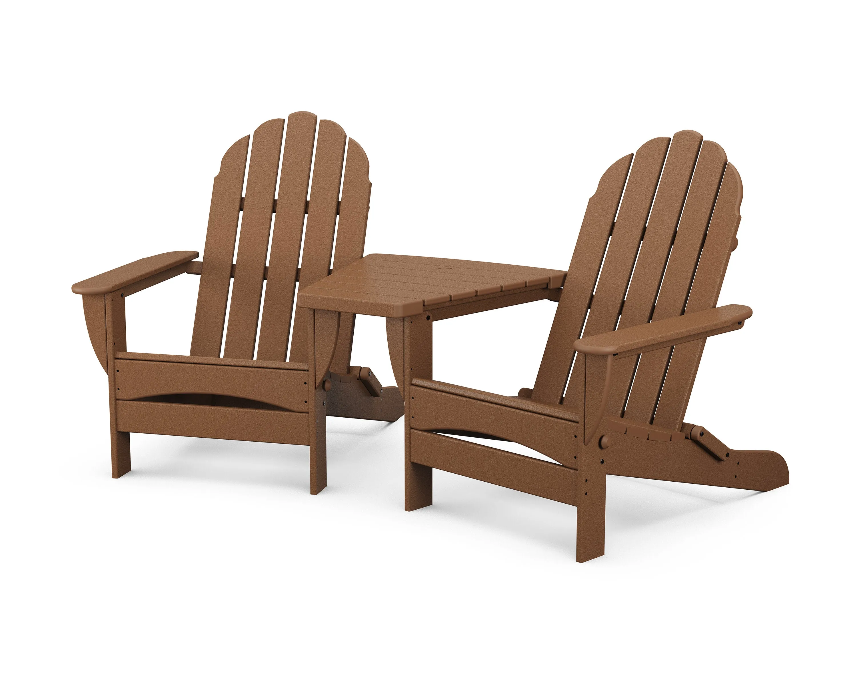Classic Oversized Adirondacks with Angled Connecting Table