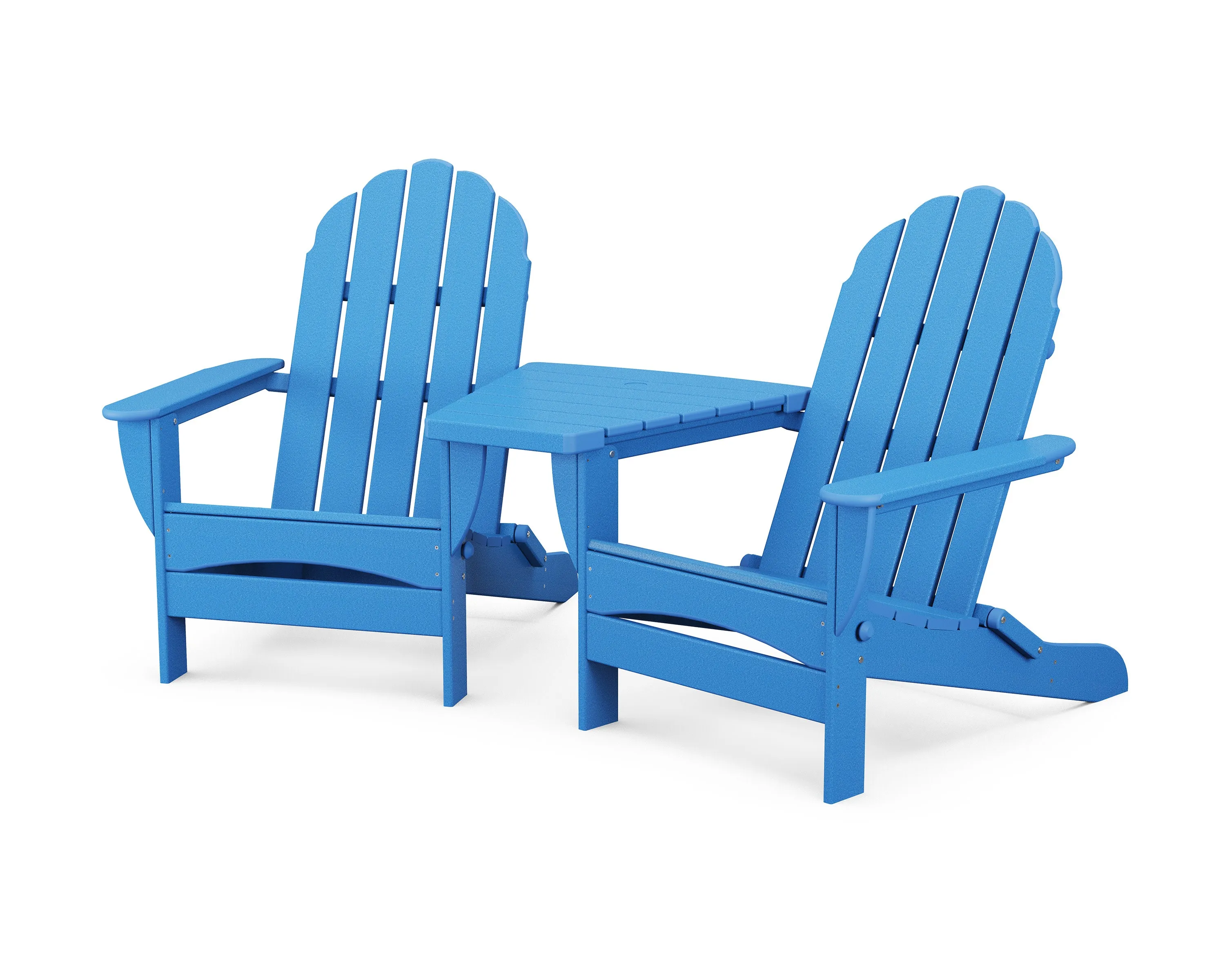 Classic Oversized Adirondacks with Angled Connecting Table