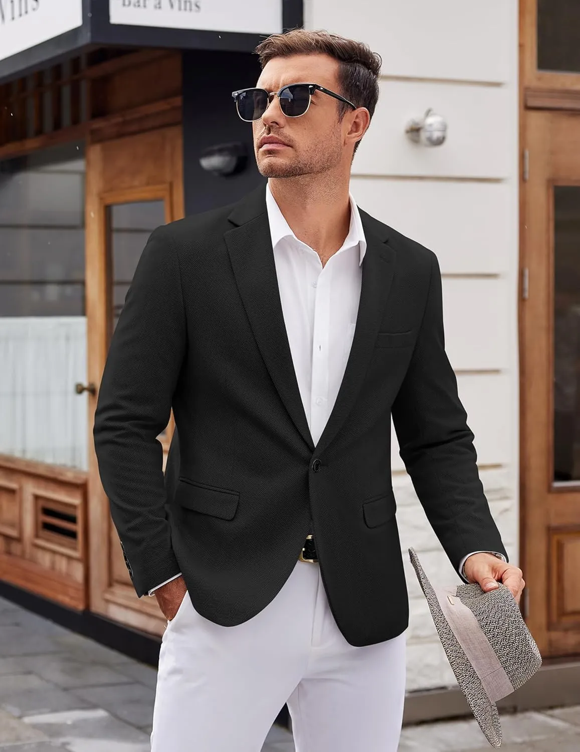COOFANDY Men's Casual Blazer One Button Sports Coat Tweed Herringbone Suit Jackets