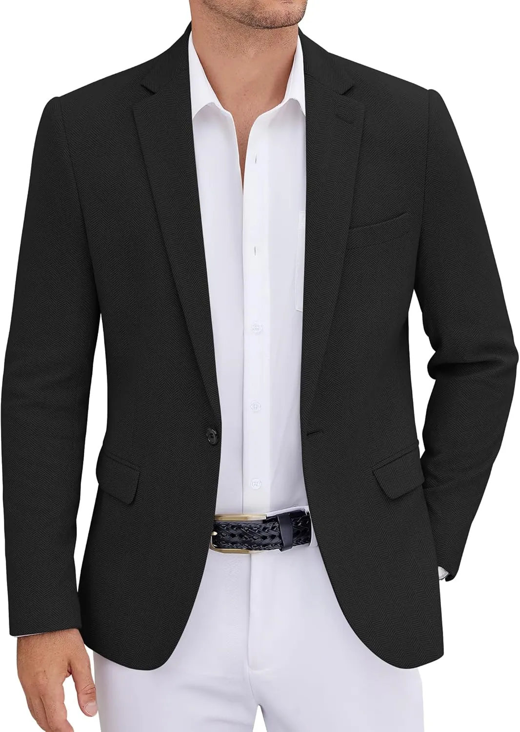 COOFANDY Men's Casual Blazer One Button Sports Coat Tweed Herringbone Suit Jackets