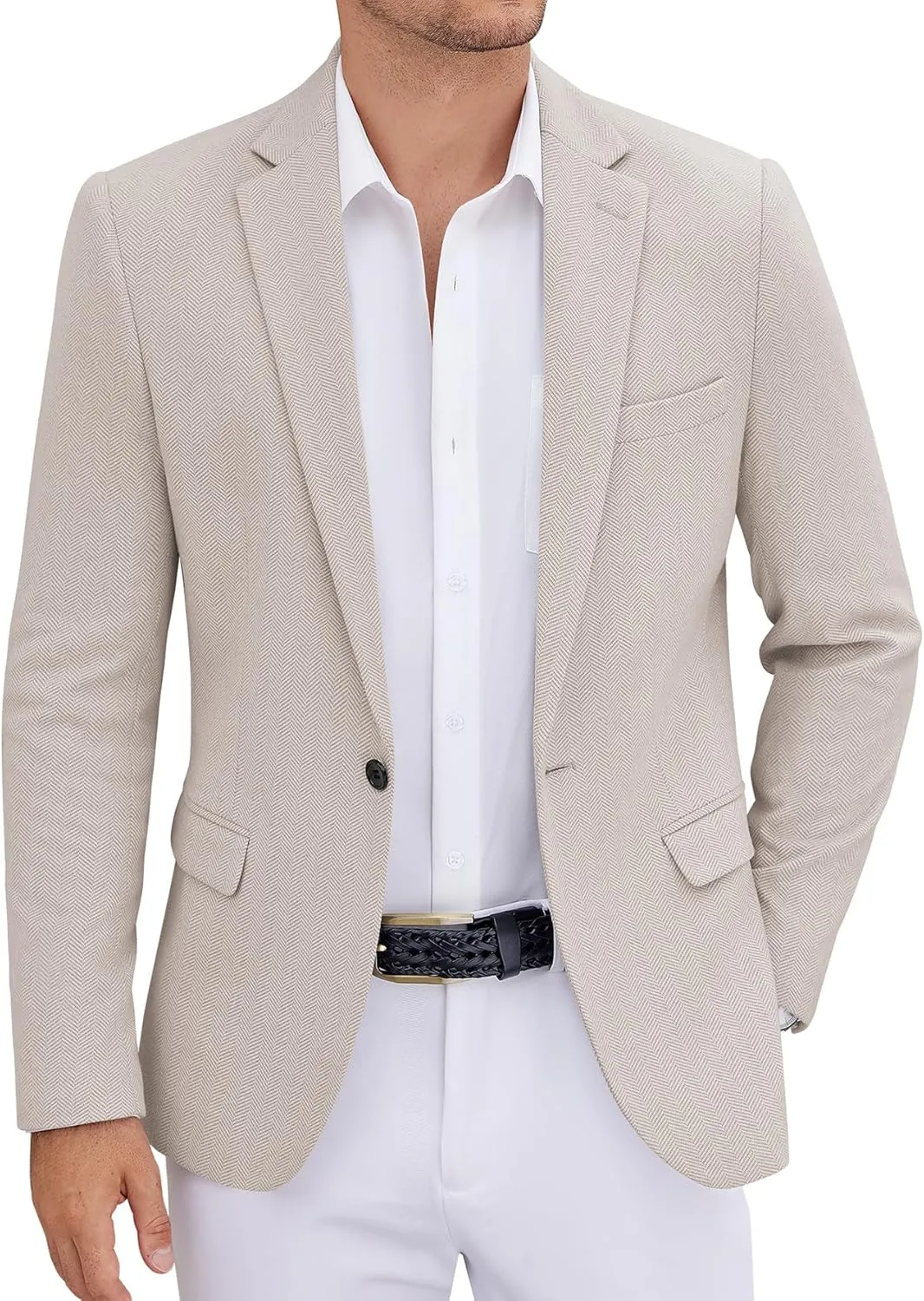 COOFANDY Men's Casual Blazer One Button Sports Coat Tweed Herringbone Suit Jackets