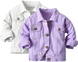 Cromoncent 2 Pieces Kids Classic Denim Jacket for Boys Girls