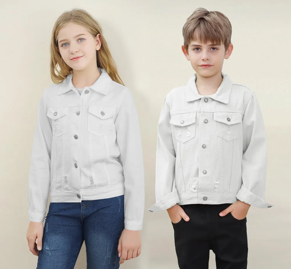 Cromoncent 2 Pieces Kids Classic Denim Jacket for Boys Girls