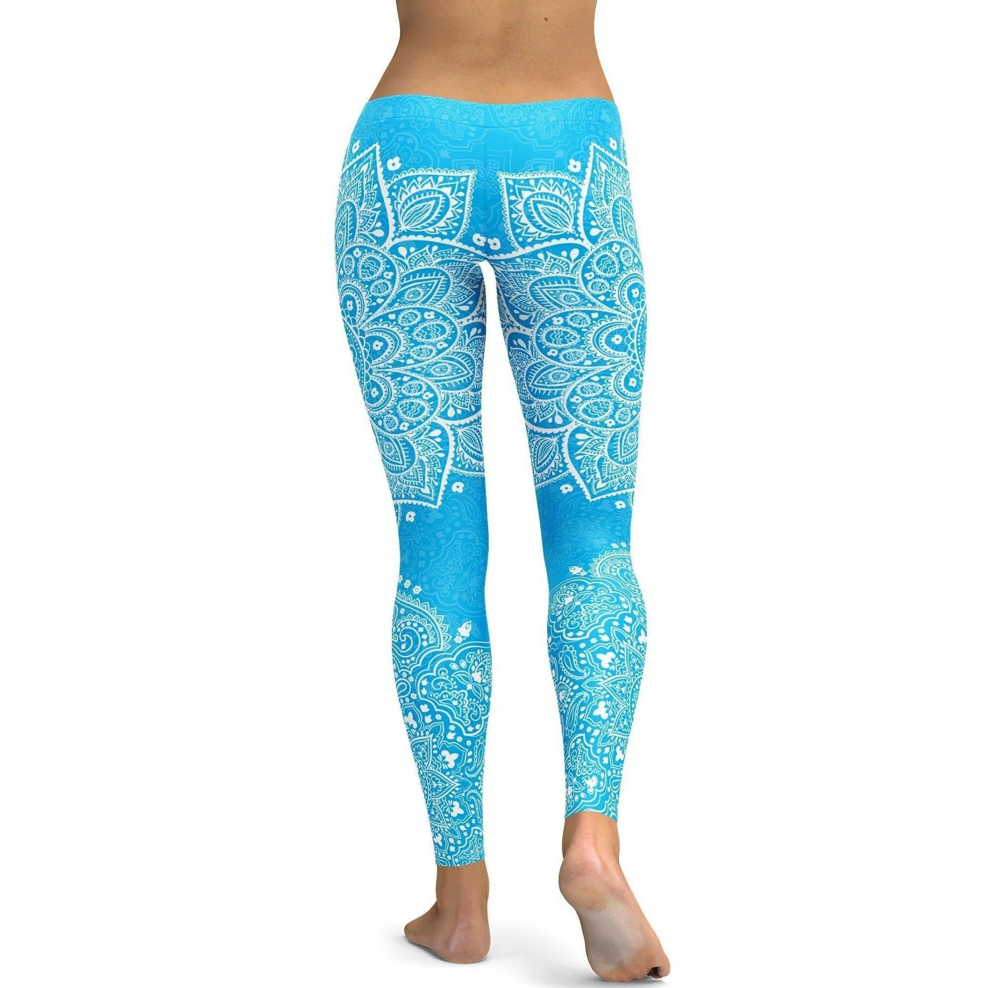 Cyan Blue Mandala Leggings