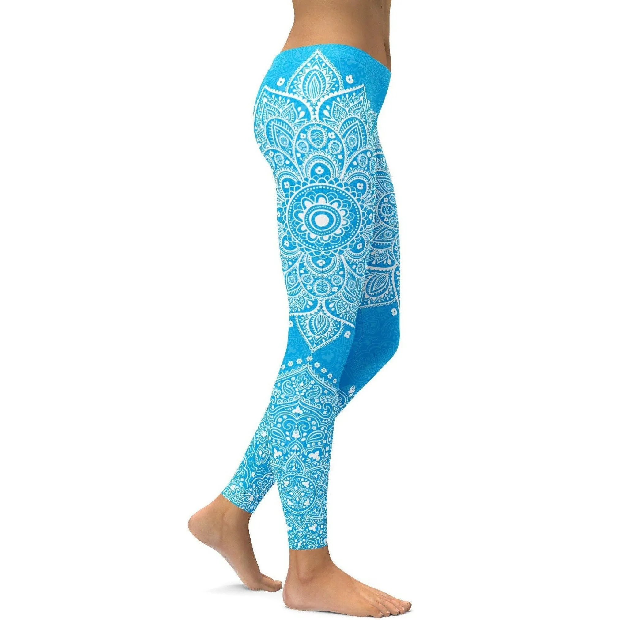 Cyan Blue Mandala Leggings