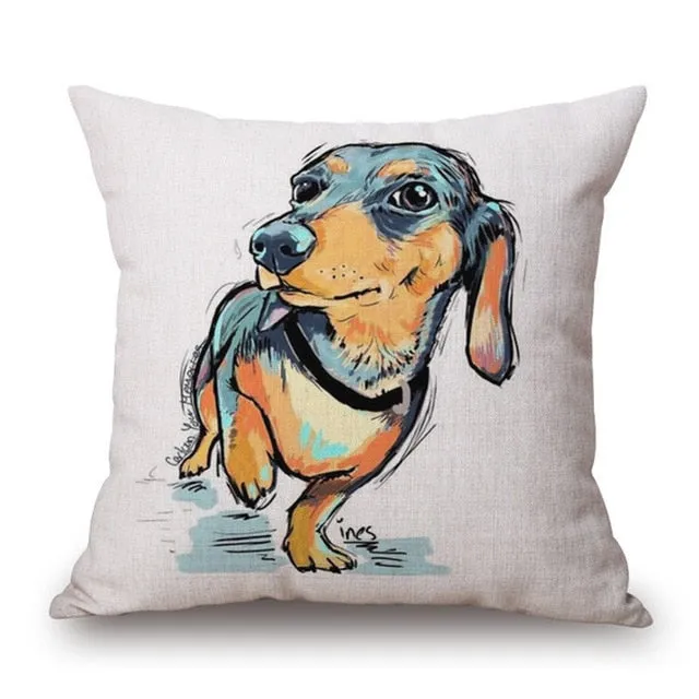 Dachshund Printed Cushion Case
