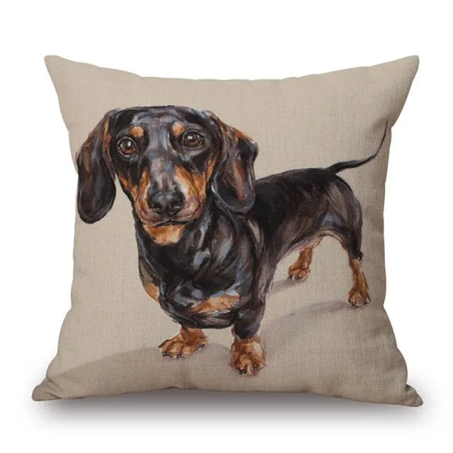 Dachshund Printed Cushion Case