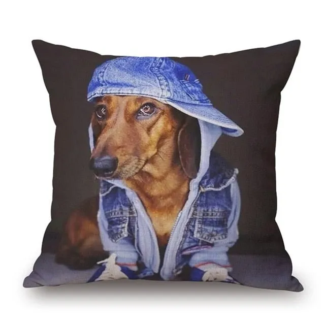 Dachshund Printed Cushion Case