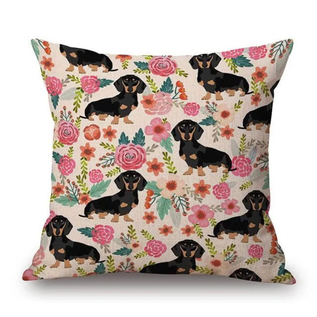 Dachshund Printed Cushion Case