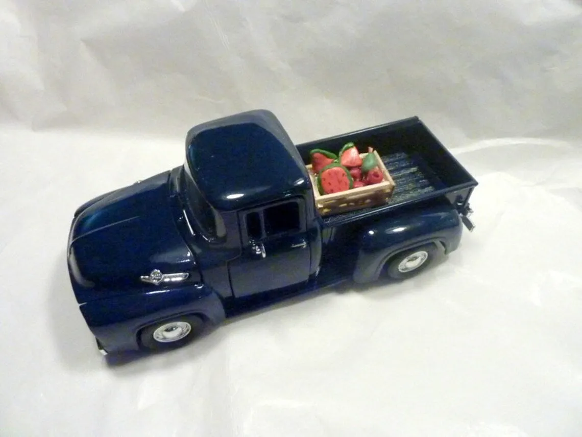 Dark Blue Farmhouse Truck, Diecast truck decor, Farmhouse decor, Metal truck, 56 Ford Truck