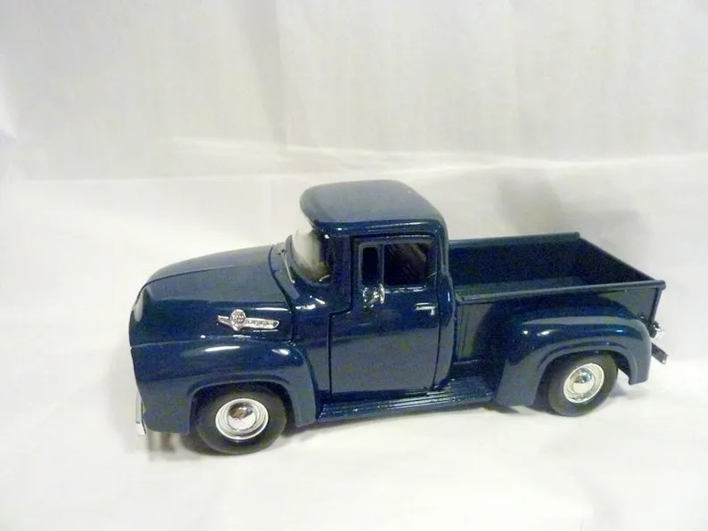 Dark Blue Farmhouse Truck, Diecast truck decor, Farmhouse decor, Metal truck, 56 Ford Truck
