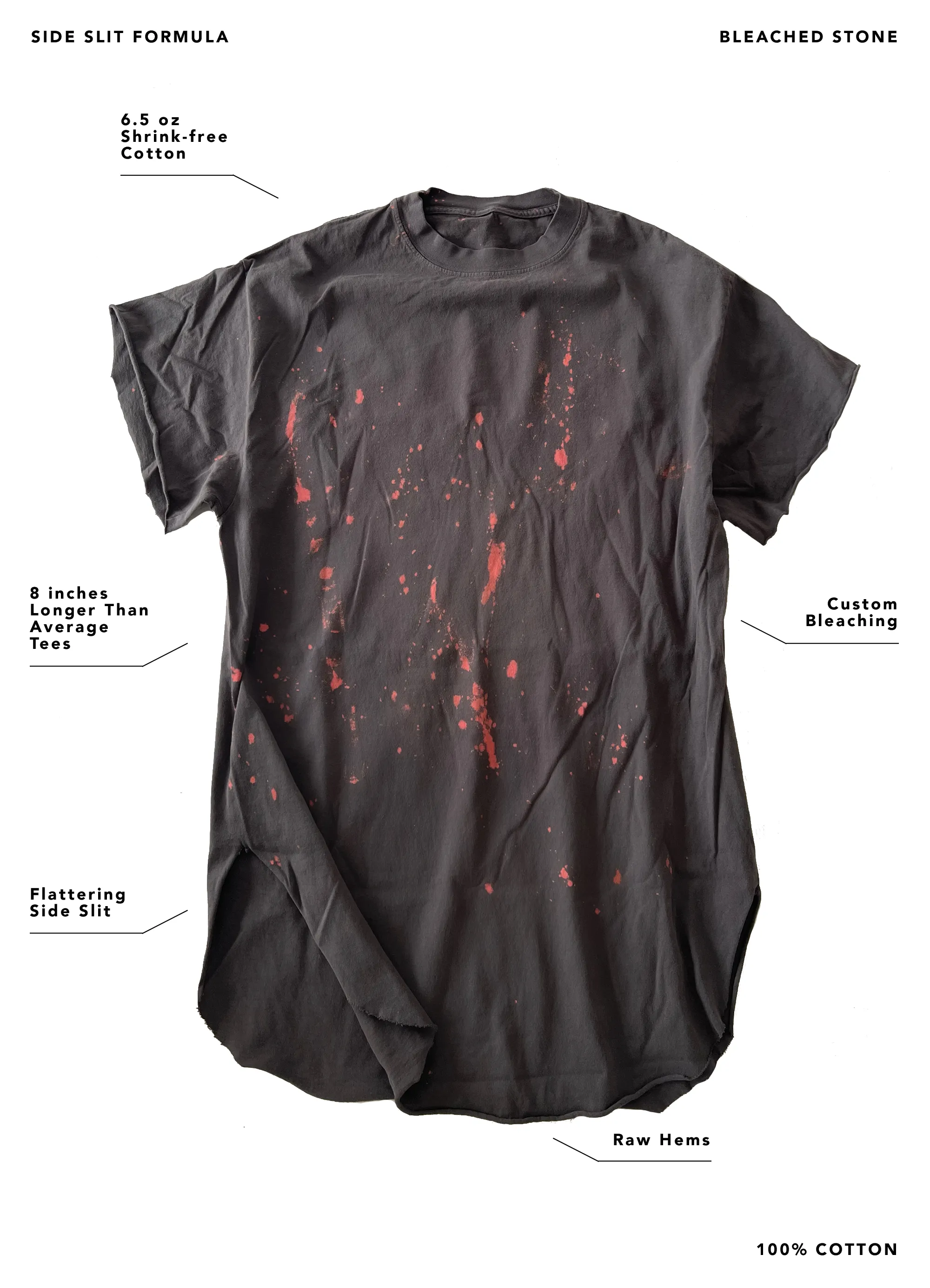 DAYDRINK BELIEVER BLEACHED OUT SIDE SLIT TEE
