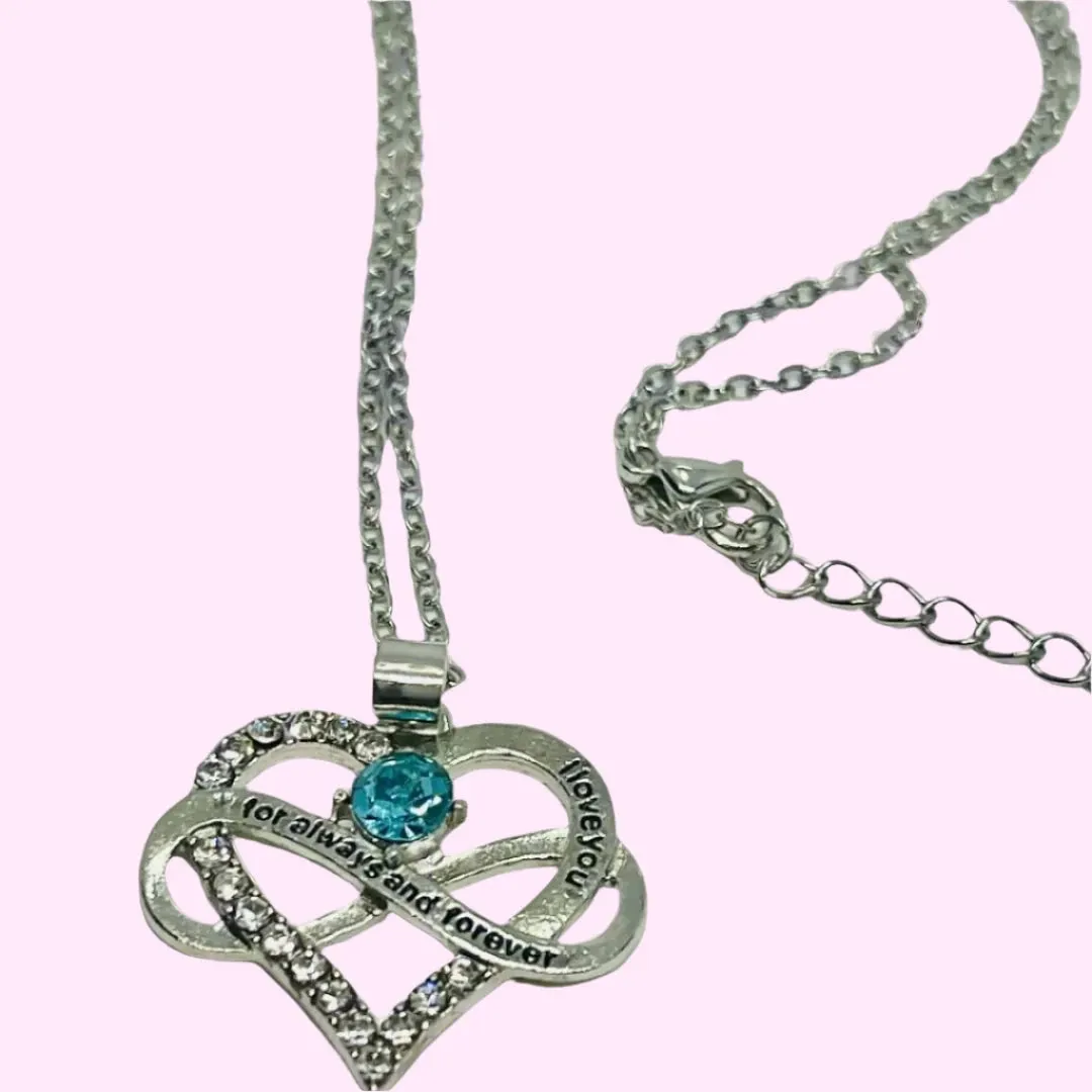 December Birthstone Blue Zircon/Topaz Necklace