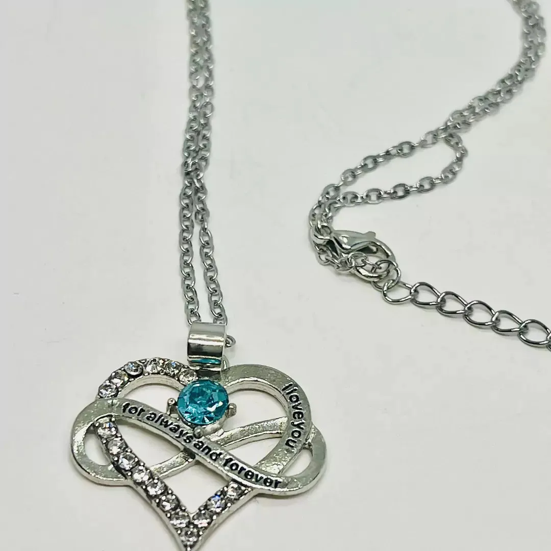 December Birthstone Blue Zircon/Topaz Necklace