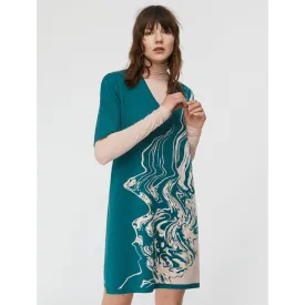Diesis Knitted dress - Green/Nude