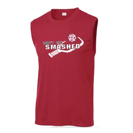 Don't Get Smashed With Pickleballs (Cyan Green Orange Pink Stars) Customizable | Men's Sleeveless Pickleball Shirt | 100% Polyester