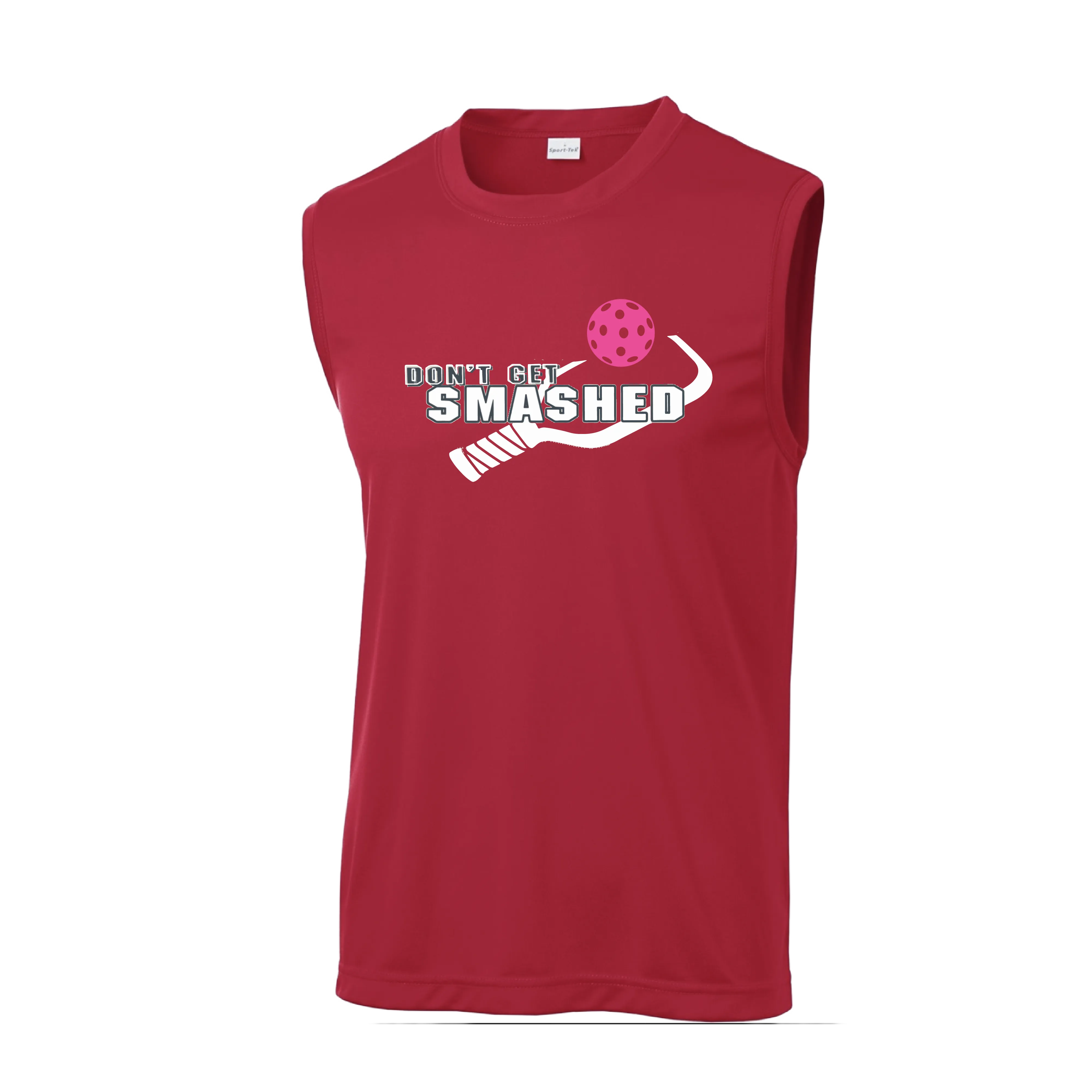Don't Get Smashed With Pickleballs (Cyan Green Orange Pink Stars) Customizable | Men's Sleeveless Pickleball Shirt | 100% Polyester