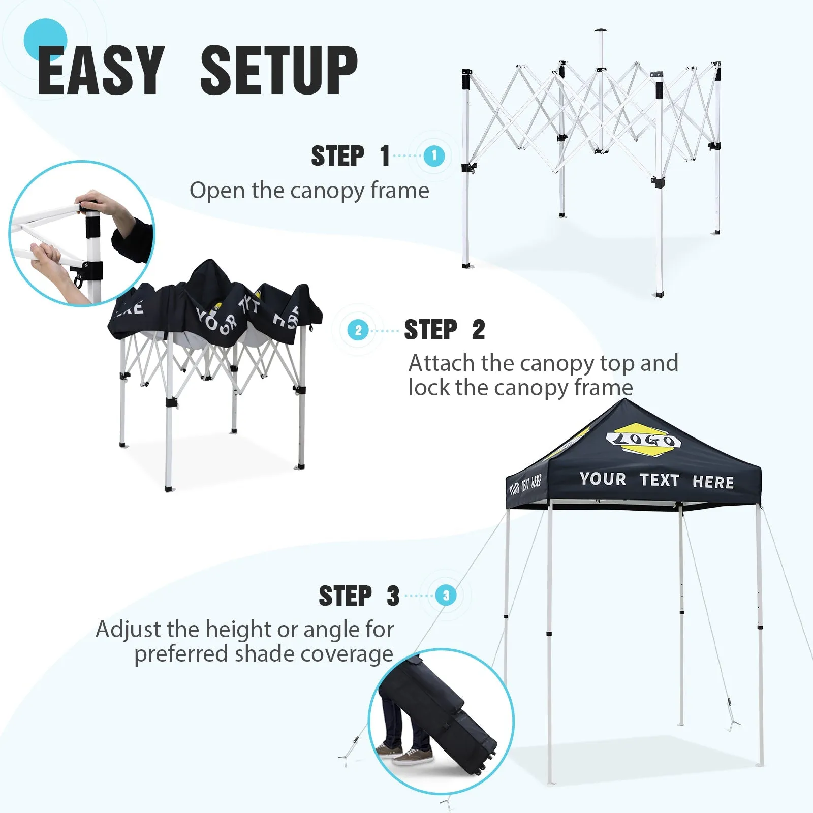 EAGLE PEAK E25 Custom Printed Canopy Tent 5x5  - CLICK TO CONFIGURE - Package Prices Start at $349.99