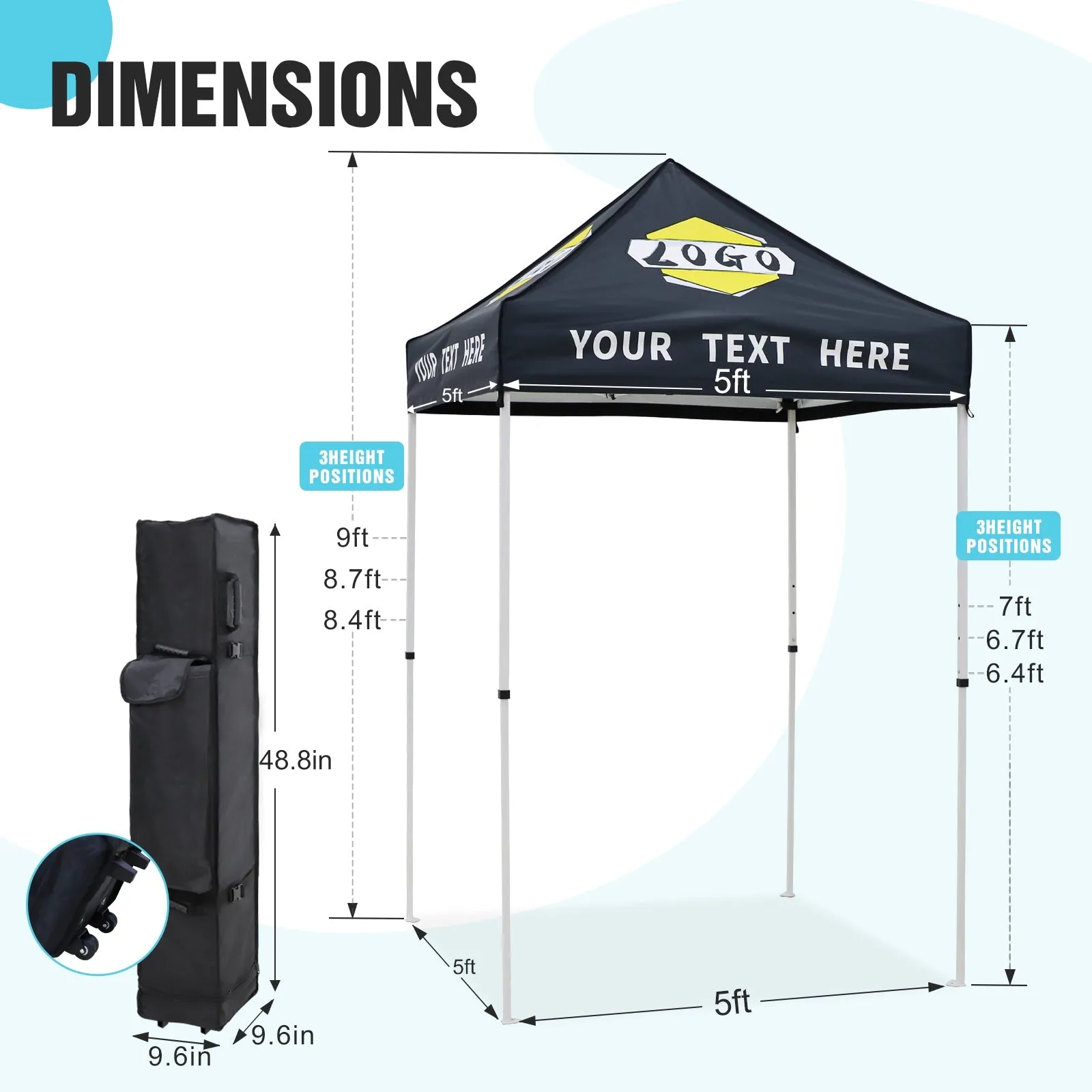 EAGLE PEAK E25 Custom Printed Canopy Tent 5x5  - CLICK TO CONFIGURE - Package Prices Start at $349.99