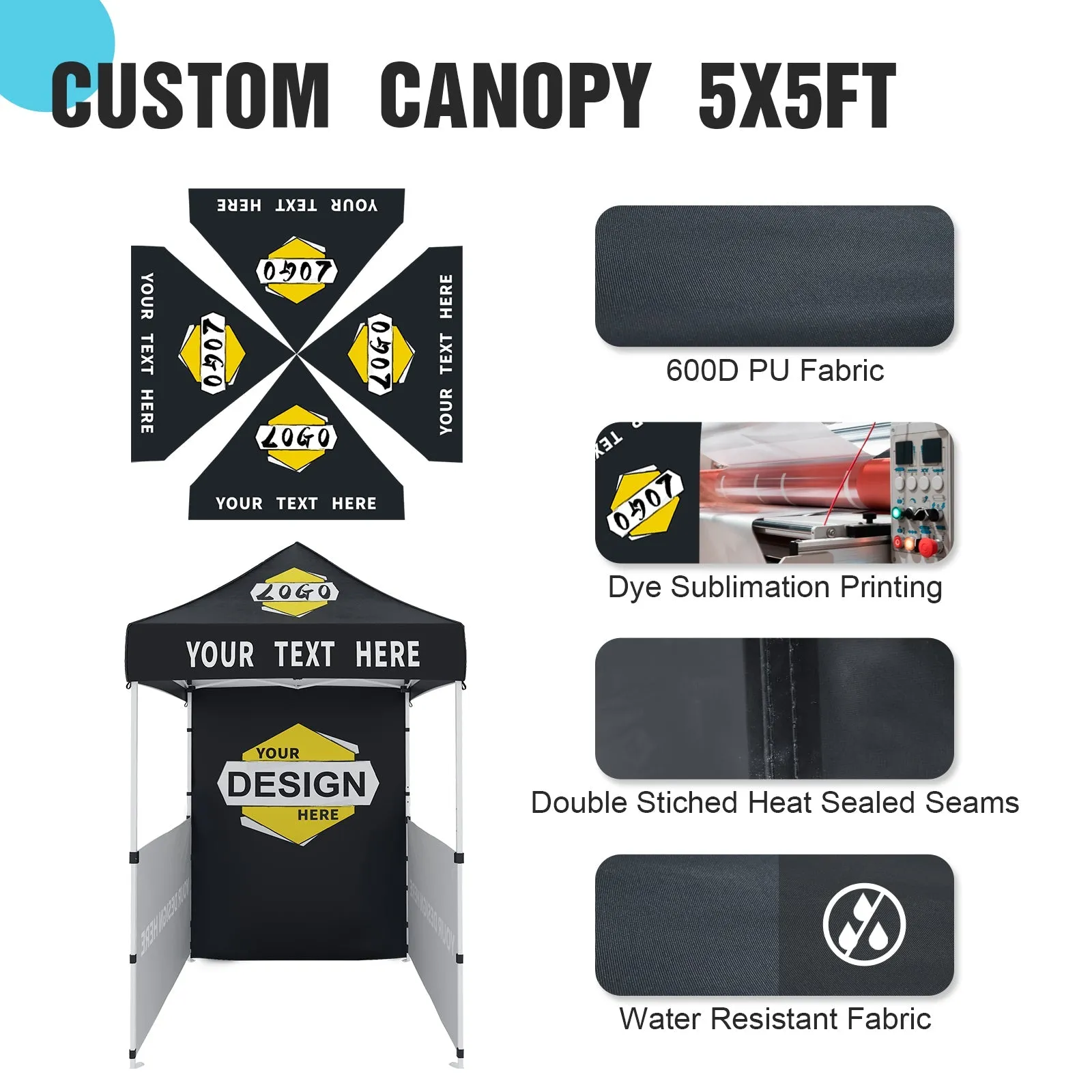 EAGLE PEAK E25 Custom Printed Canopy Tent 5x5  - CLICK TO CONFIGURE - Package Prices Start at $349.99