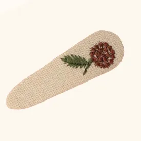 'Embroidered Flower' Hair Clip in Orange and Cream
