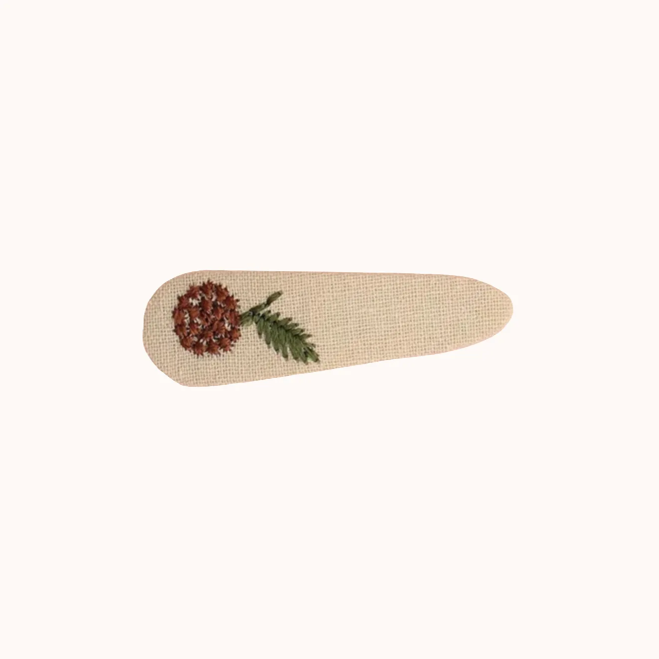 'Embroidered Flower' Hair Clip in Orange and Cream