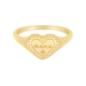 Engraved Heart Mama Ring