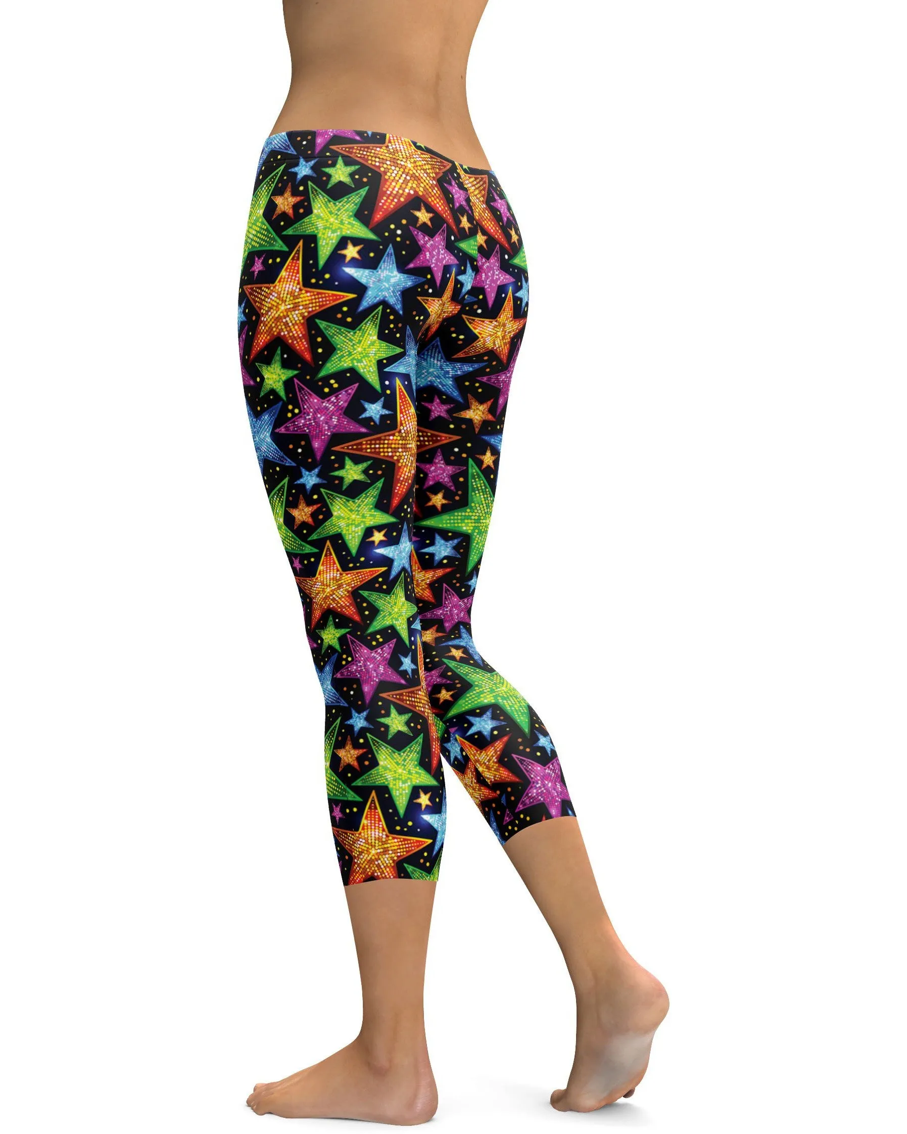 Faux Sequin Stars Capris