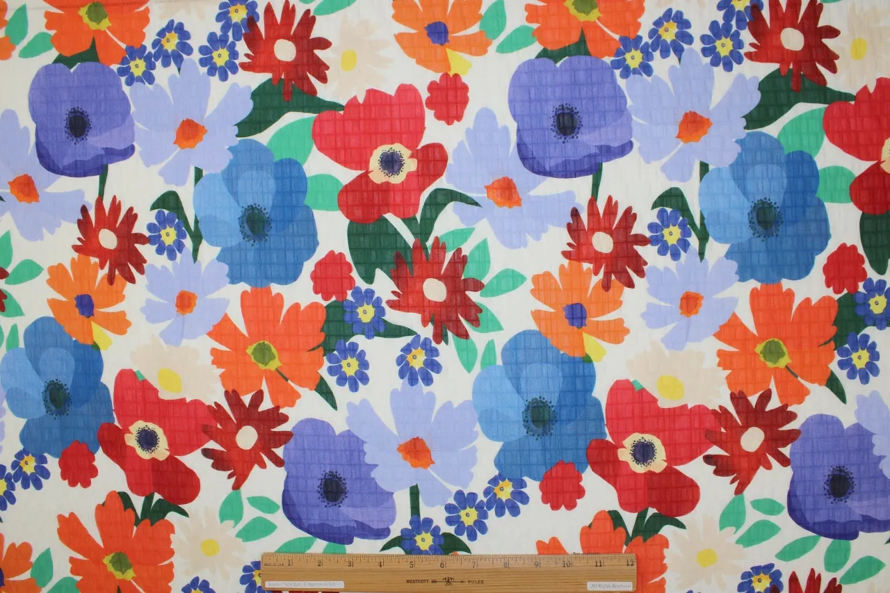 Floral "Seersucker" Georgette - Multi on White