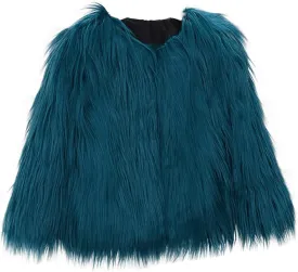 Girl's Faux-Fur Jacket Warm Fashion Cool Fuzzy Outwear Shaggy Pary Coat Baby Kids Girls 7th Birthday Gift Clothes