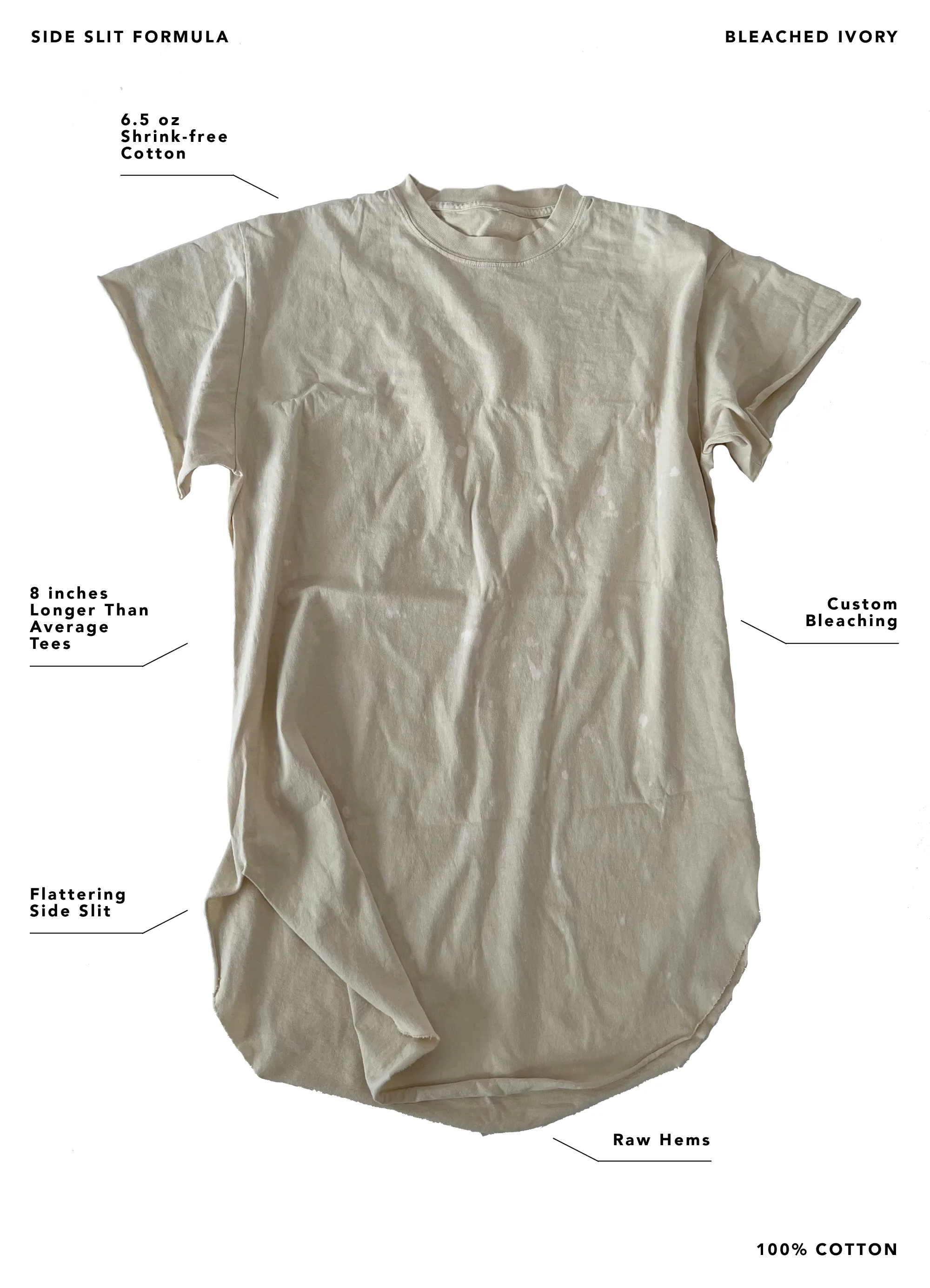 GO WITH THE FLOW (SKELETON) BLEACHED OUT SIDE SLIT TEE