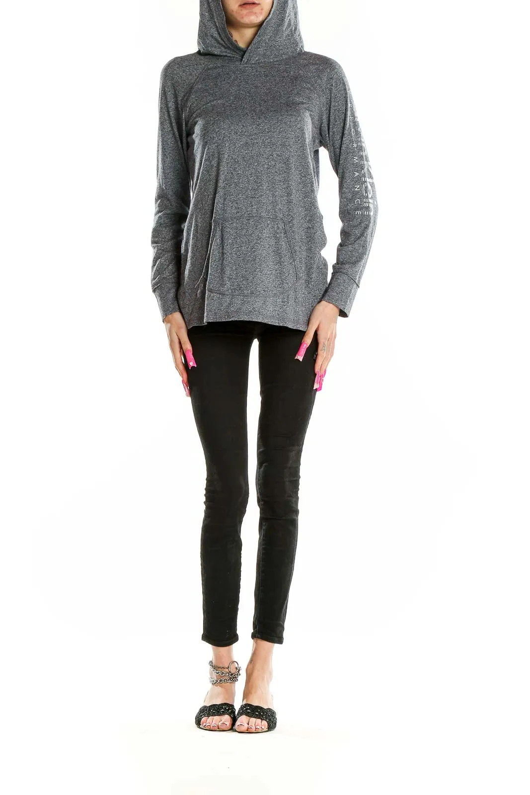 Gray Hooded Performance Sweatshirt
