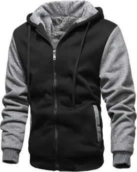 GXAMOY Men's Winter Fleece Hoodies for Men Heavyweight Warm Thick Full Zip Up Sweatshirt Outerwear