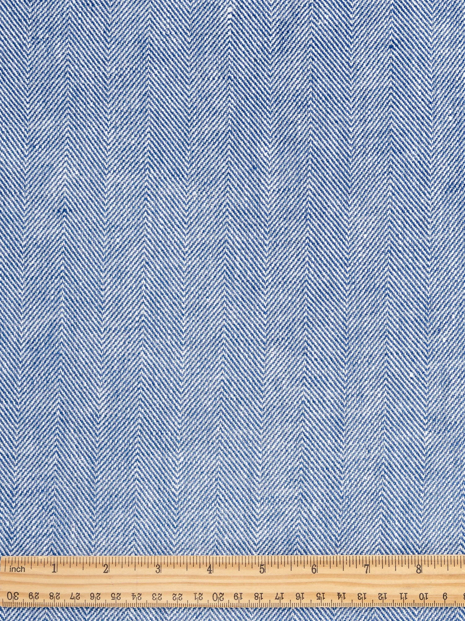 Herringbone Irish Linen Heavy Suiting Deadstock - Blue   White - Swatch