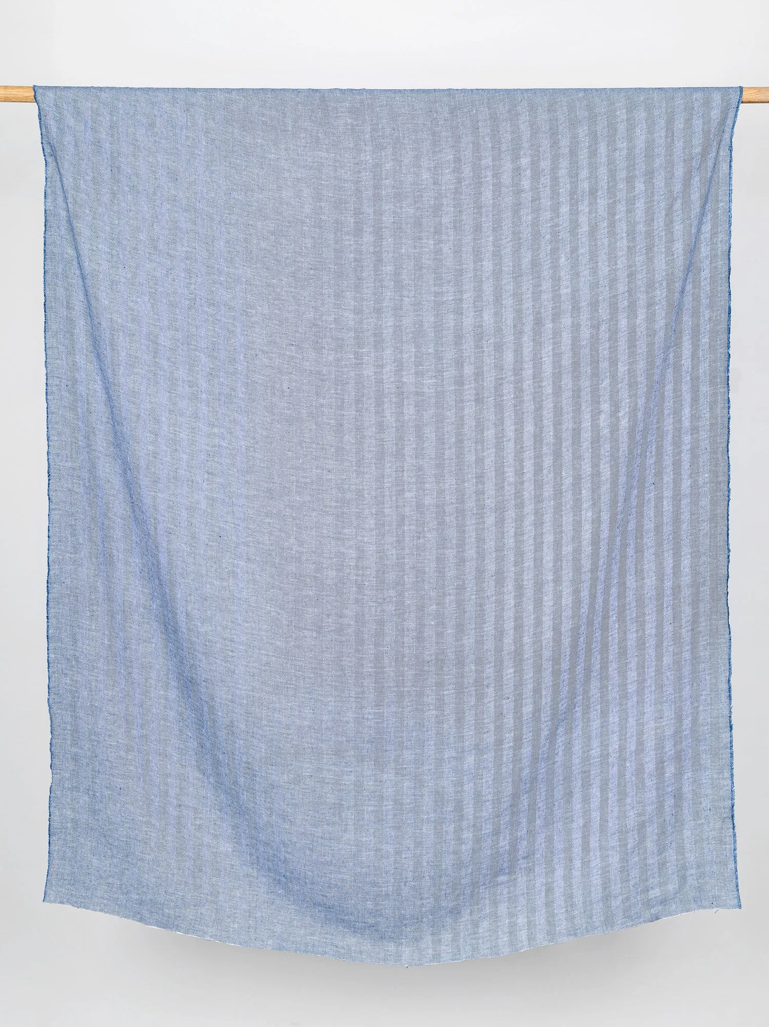 Herringbone Irish Linen Heavy Suiting Deadstock - Blue   White - Swatch