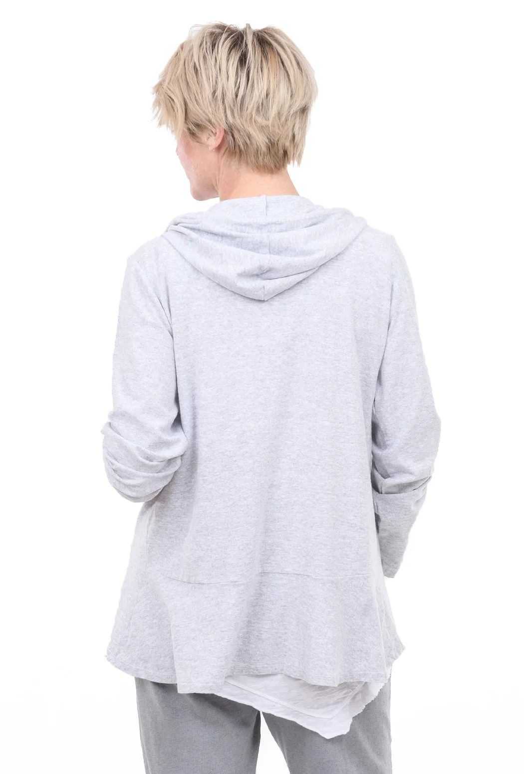 Hooded Swing Jacket, Heather Gray