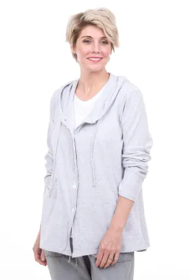 Hooded Swing Jacket, Heather Gray