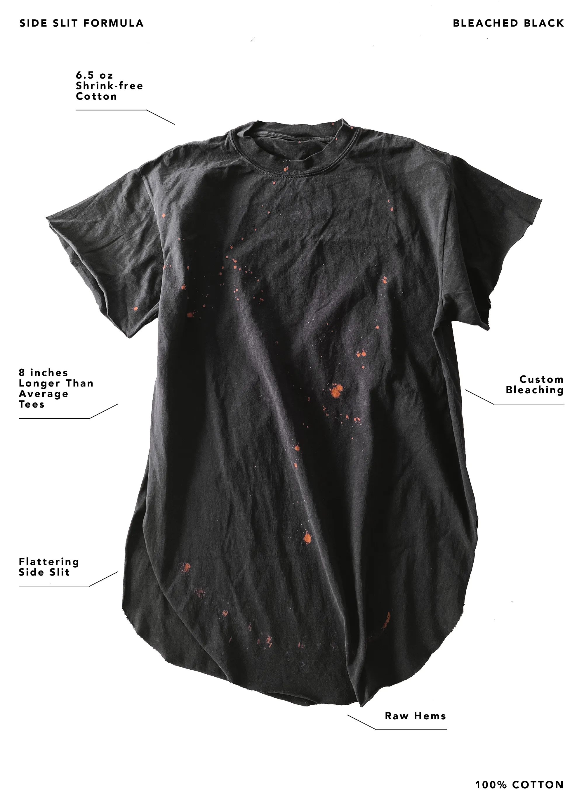HOT MOMS CLUB BLEACHED OUT SIDE SLIT TEE