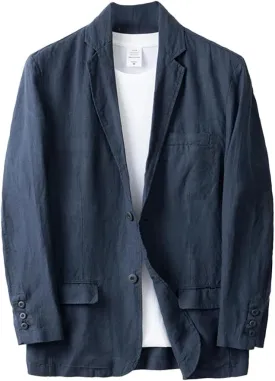 IDEALSANXUN Mens 100% Linen Blazer Casual Suit Jackets Spring Summer Lightweight Sports Coat Tops